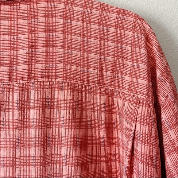 Tommy Bahama Men’s 100% Silk Coral Plaid Short Sleeve Button Front Shirt XL - Picture 6 of 7